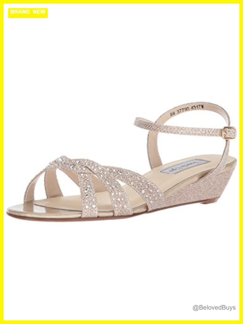 Jeweled Slingback Wedge Sandal Faux Leather Comfortable Formal